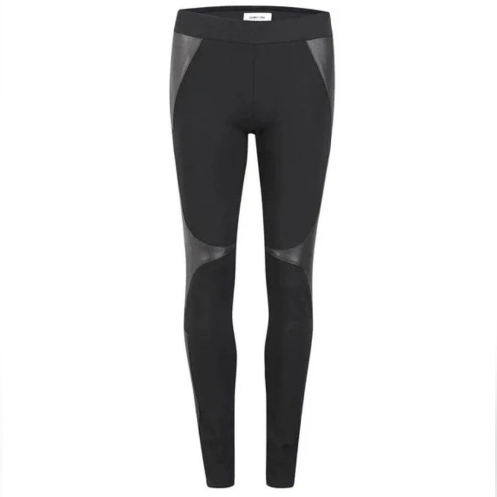 Helmut Lang Bondage Jersey Leather Paneled Stretch Slim Leggings Size 8